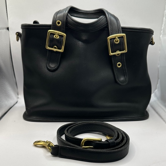 Coach Handbags - Vintage Coach Legacy Satchel 9063 Black Leather Convertible Bag